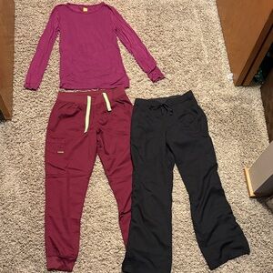 Bundle Women’s Scrubs - 2 Pants, 1 long sleeved shirt